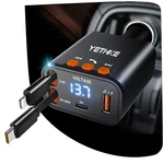 Bluetooth Car Adapter With Retractable Charger, Fm Transmitter Black. Fixed Price $34.03.
