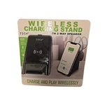 Tech Squared Wireless Charging Stand With 2 Way Speaker, Black. Fixed Price $26.39.