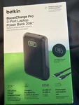Belkin Boostcharge Pro 3-PORT Laptop Power Bank 20,000MAH, Black. Fixed Price $50.00.