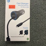 New At&t Fast 4.8AMP Certified Micro Usb Car Charger W/ Extra Port - Black. Fixed Price $15.00.