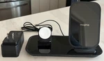 Mophie 2-IN-1 Wireless Charging Stand For Iphone & Apple Watch W/ Power Adapter. Fixed Price $11.95.