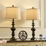 Saiweya 27.5" Farmhouse Table Lamps Of Bedside With Usb C+a Ports .... Fixed Price $119.74.