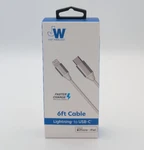 Jw Just Wireless Lightning To Usb-c Faster Charge 6 Ft Cable White Mfi-certified. Fixed Price $9.49.