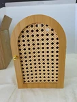 Bamboo Wood Cell Phone Charging Station Organizer Boho Rattan Desktop Jail. Fixed Price $21.99.