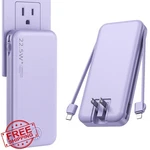 Nusyddy Power Bank 12000MAH 22.5W Fast Charge Built-in Cables Purple. Fixed Price $52.99.