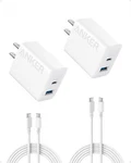 Anker Iphone 16 Charger 20W Fast Usb Adapter 2-PORT W/ 5FT Charging CABLE-2PCS. Fixed Price $16.99.