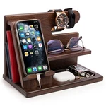 Wooden Docking Station Key Wallet Stand Watch Phone Charging Desk Organizer. Fixed Price $48.92.
