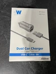 Just Wireless Dual Car Charger Port Usb-c With 6FT Cable- Gray. Fixed Price $10.00.
