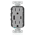 Leviton 15 Decora Type And Usb Charger Tamper-resistant Outlet Gray. Fixed Price $28.95.