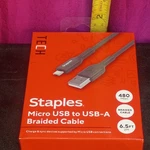 Staples Micro To Usb-a Braided Charging Cable 6.5FT 2M Black Sync Cord.... Fixed Price $5.30.