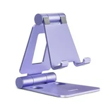 Nulaxy Dual Folding Cell Phone Stand, Fully Adjustable Foldable E-purple. Fixed Price $18.99.