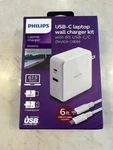 Philips Ac Laptop Charger Dual Port Usb/usb 67.5W, 6' C-c Cable. Fixed Price $15.00.