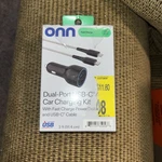 Onn. WIABLK100030351 32W Dual-port Car Charging Kit With Usb-c Cable. Fixed Price $7.00.