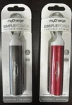 2-MYCHARGE Simple Power 2200MAH Portable Chargers SPC22 Gray Red 2016. Fixed Price $13.00.