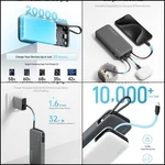 Cuktech 45W 20000MAH Power Bank Portable Fast Charger Built-in Usb Cable Gray. Fixed Price $36.56.