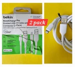AA3O Belkin Boostcharge Pro Braided Usb-a With Lighting Connector 2-PACK White. Fixed Price $14.00.