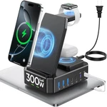 300W Multi-device Charging Station, 10-IN-1 Wireless Charger For Iphone, Iwatch,. Fixed Price $63.99.