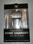 Home Charger For 5 Micro Usb Single Port Just Wireless Silver Gray. Fixed Price $6.00.
