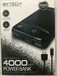 Bytech 4000 Mah Power Bank With Micro Usb Cable, Black New. Fixed Price $8.96.