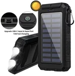 Solar Power Bank 20000MAH Waterproof Portable Charger Dual Usb Led Light Black. Fixed Price $24.99.