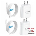 Iphone 17 16 15 Charger Fast Charging Cable, 30W Usb 10FT-2PACK White. Fixed Price $20.99.