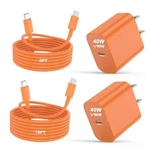 Iphone 17 16 15 Pro Max Charger Fast Charging 40W Usb 2PACKS Orange. Fixed Price $27.53.