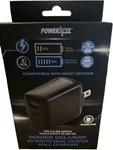 Powerxcel 20 Watts Dual Wall Charger Type-c & Usb Outputs Black. Fixed Price $9.99.