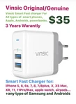 Vinsic Original Genuine Smart Fast Charger For All Model Apple Androids.. Fixed Price $35.00.