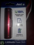Justin 2,600MAH Power Stick Cell Phone Portable Bank Innovative Technology. Fixed Price $15.00.