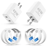 45W Usb Iphone 17 16 15 Fast Charger Block And FEET+10 Feet, Light White. Fixed Price $35.73.