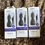 Metropcs Micro Usb Car Charger Universal Black For Devices Lot Of 3. Fixed Price $15.00.