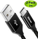 New Brexlink Type Charging Cable 2-PACK Usb To 6 Ft Nylon Charger Nib. Fixed Price $8.79.