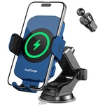 Wireless Car Charger, Fast Charging 15W Auto Clamping Phone Blue. Fixed Price $29.00.