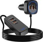Car Usb Charger Multi Port With 5.9FT Extension, QC3.0 76W Fast Charging Cigaret. Fixed Price $32.00.
