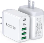 Usb Wall Charger Block, 2PACK 60W 5-PORT Fast Charging White. Fixed Price $30.96.