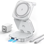 5-IN-1 Wireless Charger For Magsafe, Ac Island Portable Travel Ice White. Fixed Price $96.70.