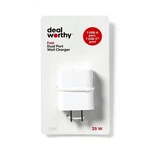 Dual Port 25W Usb-a And Usb-c Wall Charger Dealworthy White. Fixed Price $10.95.