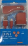 Reiko 3-IN-1 Charger / Data Cable Micro Usb For Iphone 5 8 Color Red. Fixed Price $9.99.