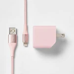Heyday 2-PORT Wall Charger 15W Usb-c & Usb-a 6' Cable Pink. Fixed Price $10.99.