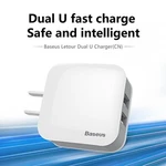 Baseus Letour Dual Usb Wall Charger Cn Plug 2.4A Adapter For Iphone/sams. Fixed Price $12.99.