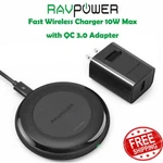 Ravpower Fast Wireless Charger 10W Max With Qc 3.0 Adapter RP-PC058 PB07. Fixed Price $9.99.