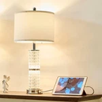 Saiweya Crystal Table Lamps Modern 3-WAY Dimmable Bedside With 2 Usb Por.... Fixed Price $73.76.