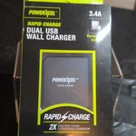 Powerxcel Fast 3.4A Dual Usb Wall Charger 2-PORT Foldable Plug Black. Fixed Price $10.00.