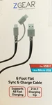 Zgear Usb-c & Micro Flat Sync Charge Cable Gray 6 Foot. Fixed Price $7.00.