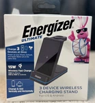 Energizer Ultimate 3-DEVICE Wireless Charging Stand 15W Qi Iphone Android. Fixed Price $14.95.