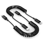 2 Pack 6FT Usb To Lightning Cable Mfi Certified Coiled Charger Cord Black Set. Fixed Price $8.99.