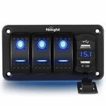 Nilight 3 Gang Rocker Switch Panel W/ 4.8 Amp Dual Usb Charger Voltmeter 12V-24V. Fixed Price $26.99.