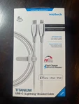 Naztech Titanium 6FT Braided White Charging & Data Sync Cable For Apple Products. Fixed Price $13.99.