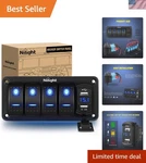 Gang Rocker Switch Panel With 4.8 Amp Dual Usb Charger Voltmeter Waterproof.... Fixed Price $51.78.