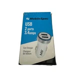 Mobilespec MBS01106 Usb Car Charger With 2 Output Connectors - New In Box. Fixed Price $7.68.
